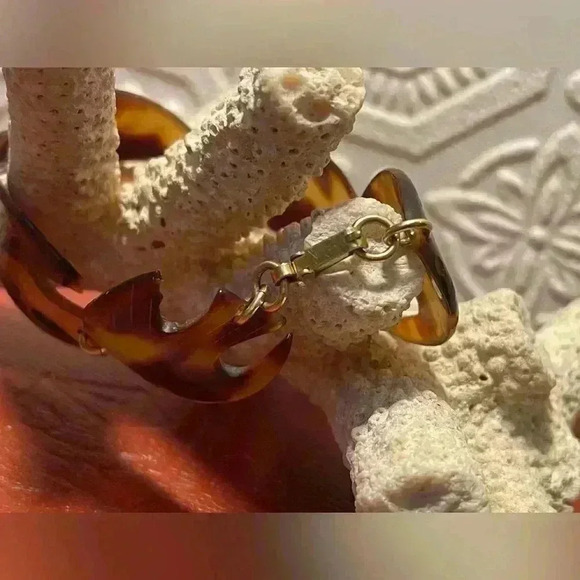 Vintage Tortoise Shell Angel  Fish Link Bracelet 1/20 12k GF - Picture 5 of 6